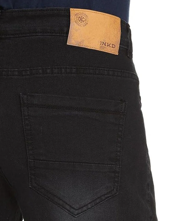 inkd Charcoal Black Men's Classic Regular Fit Jeans with 5 Pocket Styling | Mid- Rise | Soft & Stretchable for Men | Best Price UAE