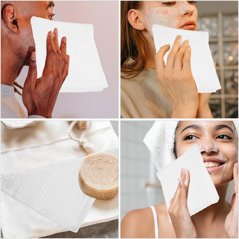 ULTECHNOVO 3Pcs Cotton Face Wash Cloths Square Makeup Remover Towels Absorbent Reusable Cotton Towels for Shower and Bathroom Use - Image 4