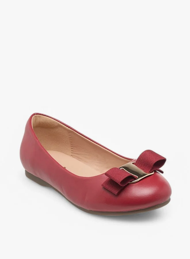 Little Missy Girls Bow Accent Slip-On Ballerina Shoes