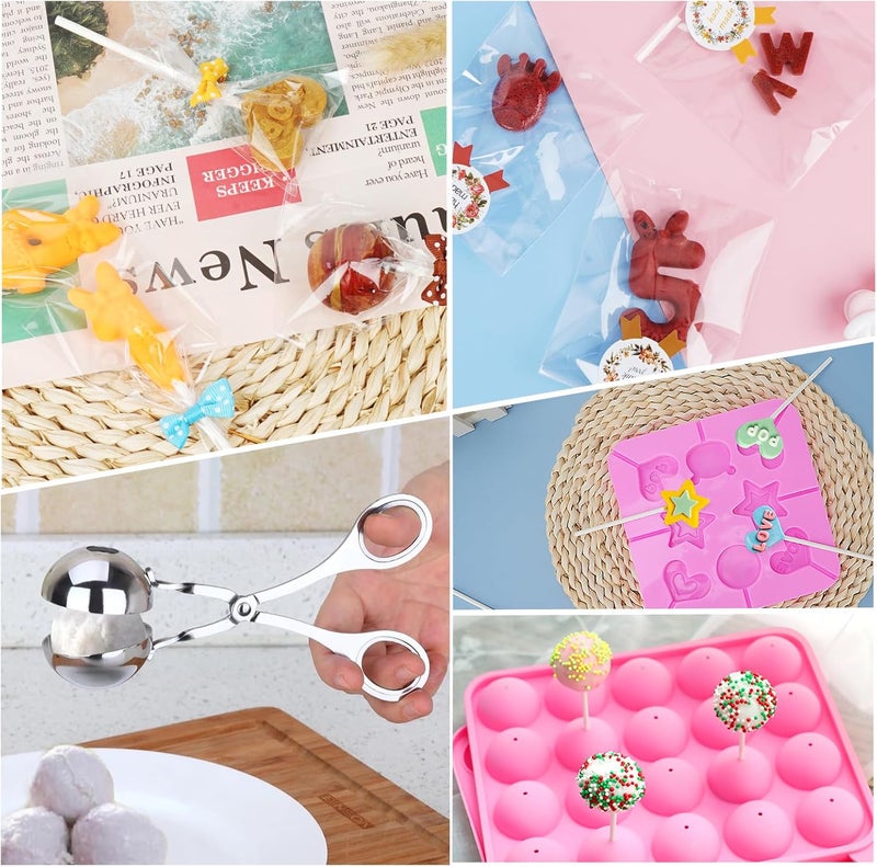Ranchitel Cake Pop Maker Kit with 100 Cake Pop Sticks, Stand, Bags, Mold, Roller, Silicone Mold Sets, Sticks, Treats, Bags, Twist Ties for Lollipop Candies, Chocolates, Cookies Mothers Day Gifts for Mom - Image 3