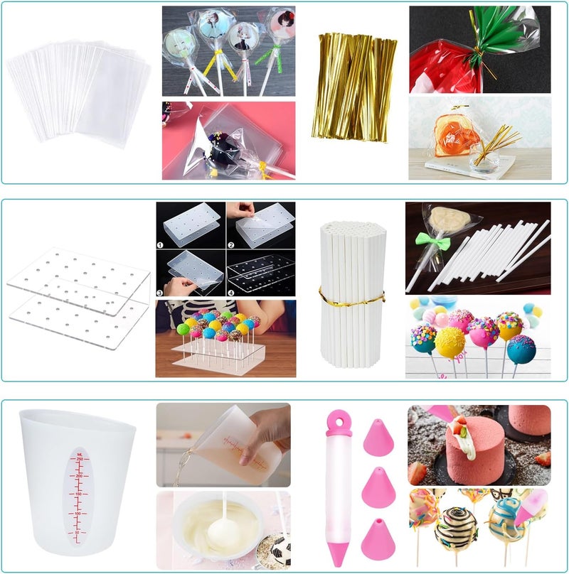 Ranchitel Cake Pop Maker Kit with 100 Cake Pop Sticks, Stand, Bags, Mold, Roller, Silicone Mold Sets, Sticks, Treats, Bags, Twist Ties for Lollipop Candies, Chocolates, Cookies Mothers Day Gifts for Mom - Image 5
