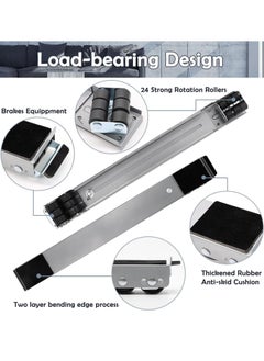 BGM Universal Extendable Furniture Appliance Rollers with 24 Rollers & Brakes – Heavy-Duty Mover Tools for Washing Machines, Refrigerators, Dryers, Strong Base with Bearings, Grey  - Image 2