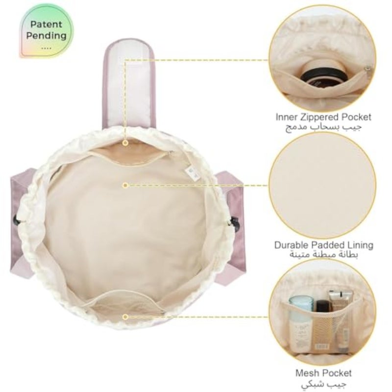 Travel Makeup Bag, Large Capacity Cosmetic Bags for Women, Lazy Makeup Organizer Bag Drawstring Portable Travel Casual Waterproof Quick Pack Makeup Pouch pink - Image 5