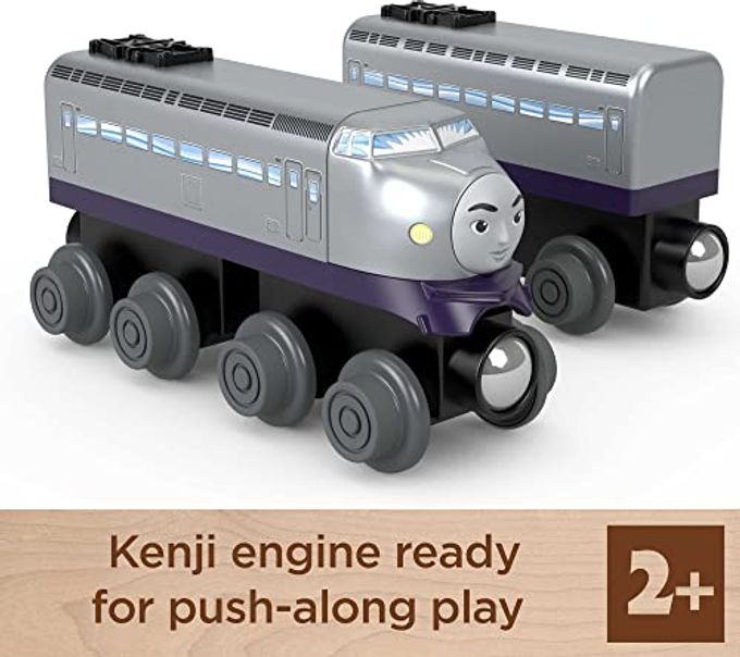 THOMAS & FRIENDS Wooden Railway, Kenji Engine and Coal Car, push-along train made from sustainably sourced wood for kids 2 years and up (Amazon Exclusive) - Image 2