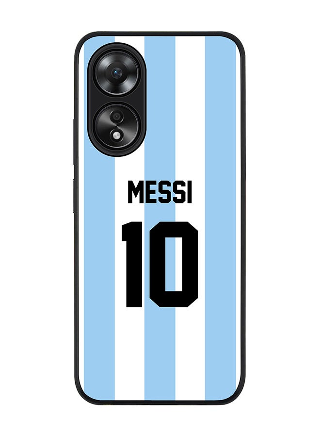Stylizedd Rugged Black edge case for Oppo A58 4G, Slim fit Soft Case Flexible Thin Cover- Football Team-Argentina, Player Name-Messi - Image 1