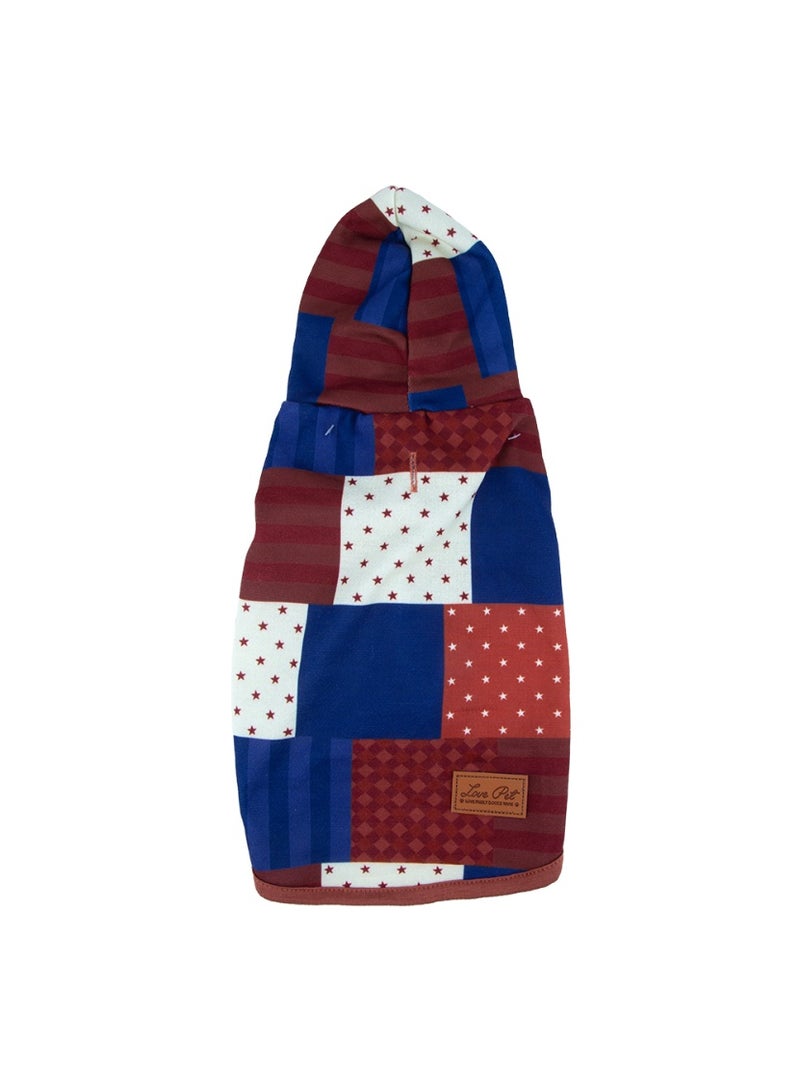 Love Patchwork Design Dog & Cat Outfit | Blue & Red | Soft Lightweight Pet Apparel - Image 1