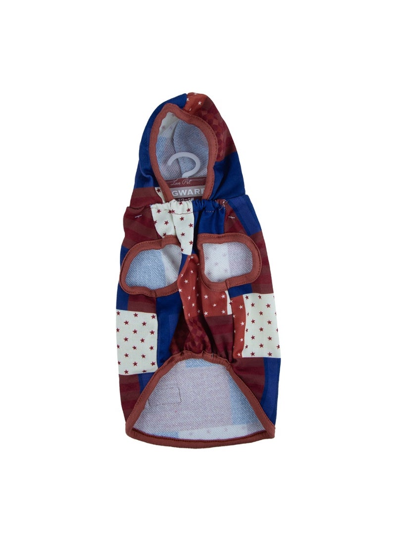 Love Patchwork Design Dog & Cat Outfit | Blue & Red | Soft Lightweight Pet Apparel - Image 2