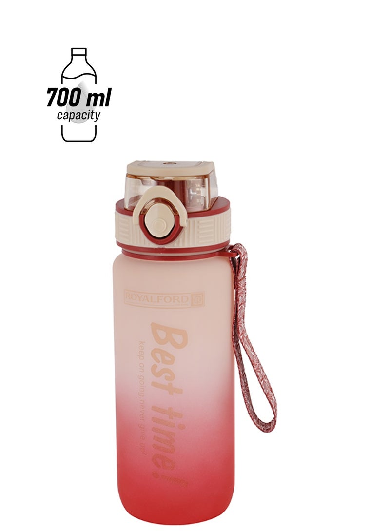 Royalford 700ml Water Bottle RF12158 with Volume Tracker, Motivational Bottles with Flip Lid, PP Sipper and Straw Perfect for School, Office and Gym Leak-Proof and Food-Grade and Elegant Design Multicolor - Image 1