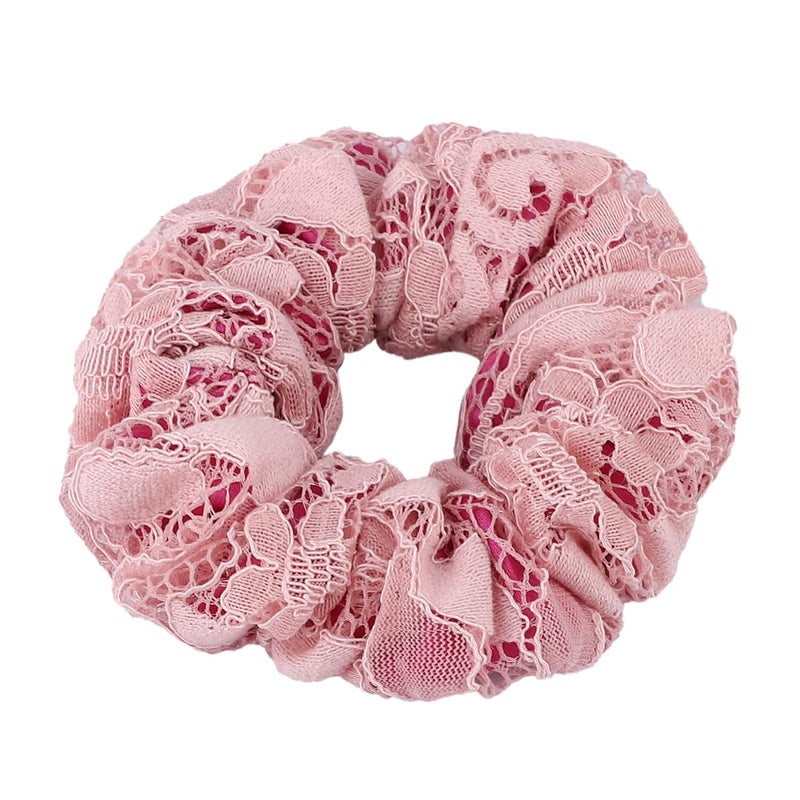 MASQ by Q-One Hair Accessories, Beaded Embroidered, Handmade, Organza Scrunchies/Hair Bands for Women, Girls with Elastic (Small, Black-Pink-White, Pack of 3) - Image 4