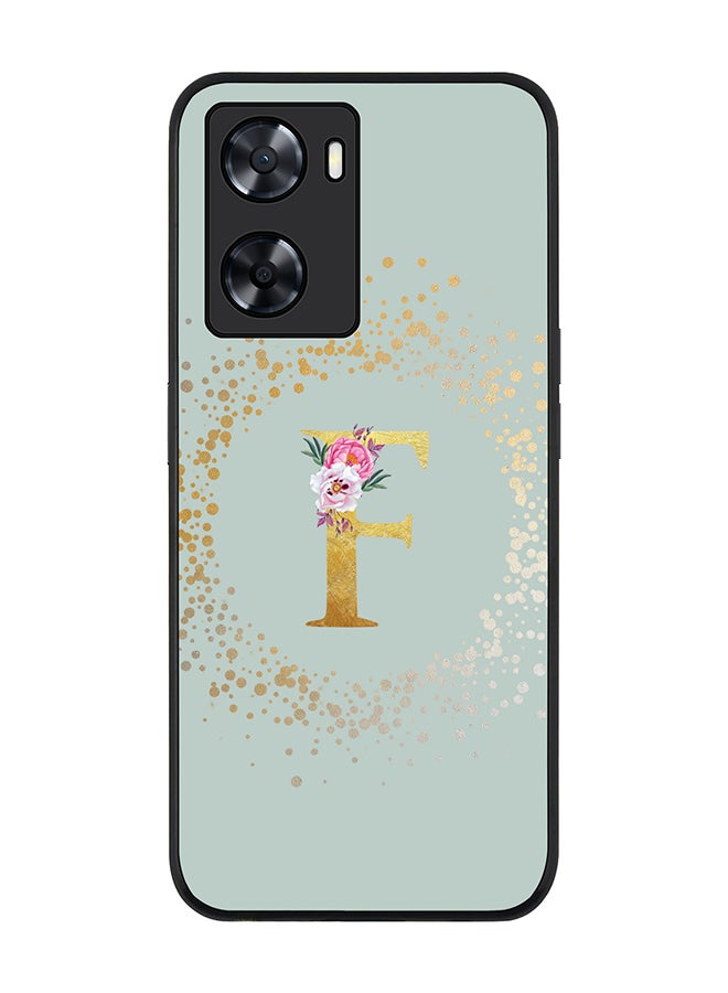 Stylizedd Rugged Black edge case for OnePlus Nord N20 SE Slim fit Soft Case Flexible Rubber Edges TPU Gel Thin Cover - Custom Monogram Initial Letter Floral Pattern Alphabet - F (Light Grey) - Image 1