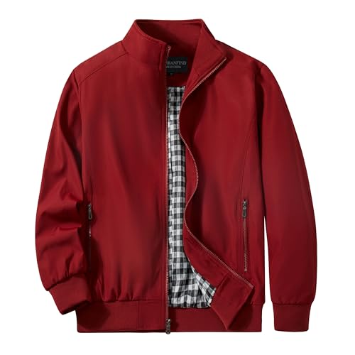 URBANFIND Men's Sports Shell Jacket Lightweight Windbreaker Outdoor Recreation Coat US XL Red - Image 1