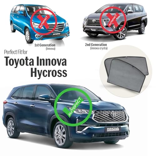Autofact Car Sunshades for Toyota Innova Hycross (2022 to 2025), UV Protection, Useful Car Accessories, Custom fit Sun Shades for Side Windows, Set of 6 - Image 2