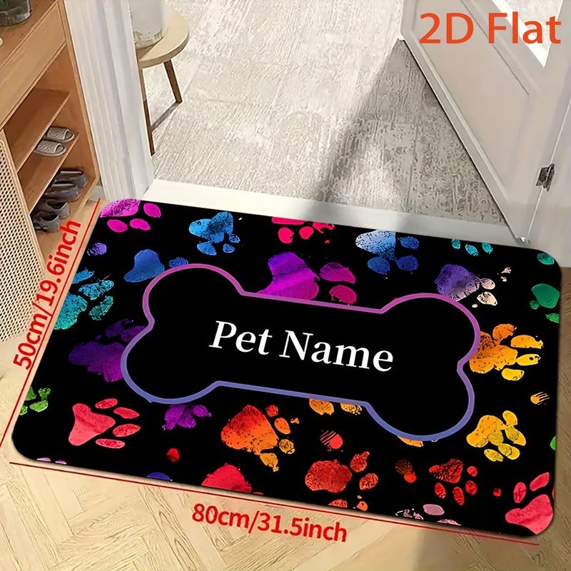 A Personalized Doormat With Pet Name And Paw Print Design Non Slip Backing Machine Washable Soft Durable Front Door Mat 50x80cm - Image 5