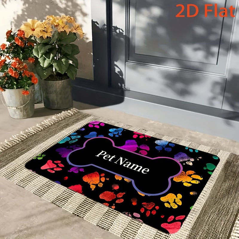 A Personalized Doormat With Pet Name And Paw Print Design Non Slip Backing Machine Washable Soft Durable Front Door Mat 50x80cm - Image 4