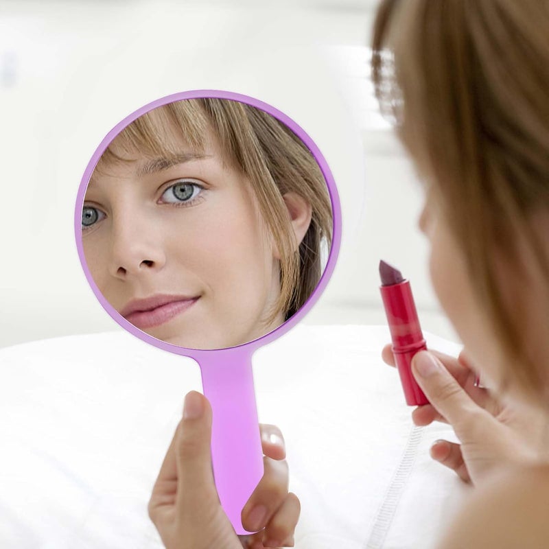 مرآة بمقبض دائري، مرآة صغيرة DIY، مرآة يد، مرآة تجميل، مرآة دائرية متعددة الوظائف للمكياج اليومي للنساء، مرآة متعددة الأغراض (أرجواني) - Image 5