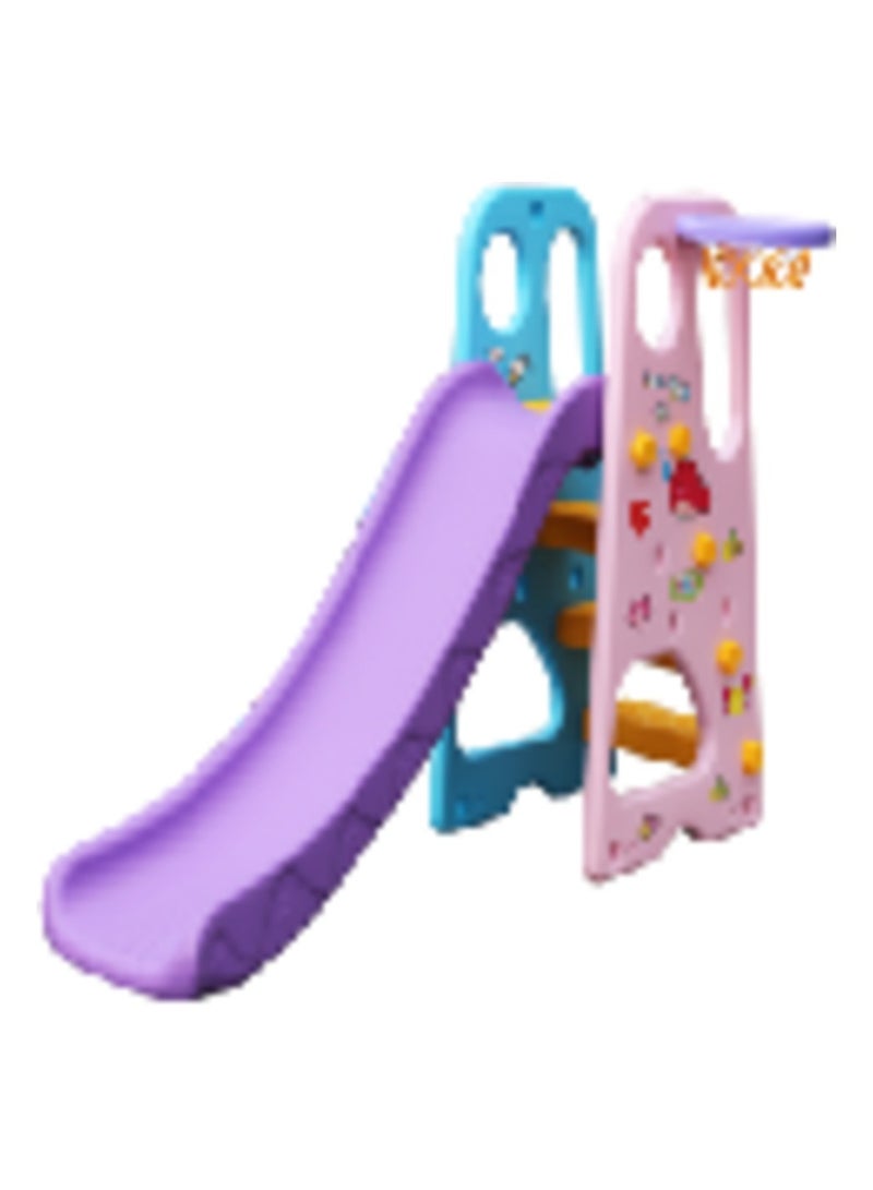 فول جوي زحليقه اطفال صفيرة 2 في 1 شريحة مع طوق كرة السلة، زحليقه للأطفال الصغار الأولاد والبنات المتسلقين، ألعاب داخلية وخارجية ,120*25*56 سم - Image 1