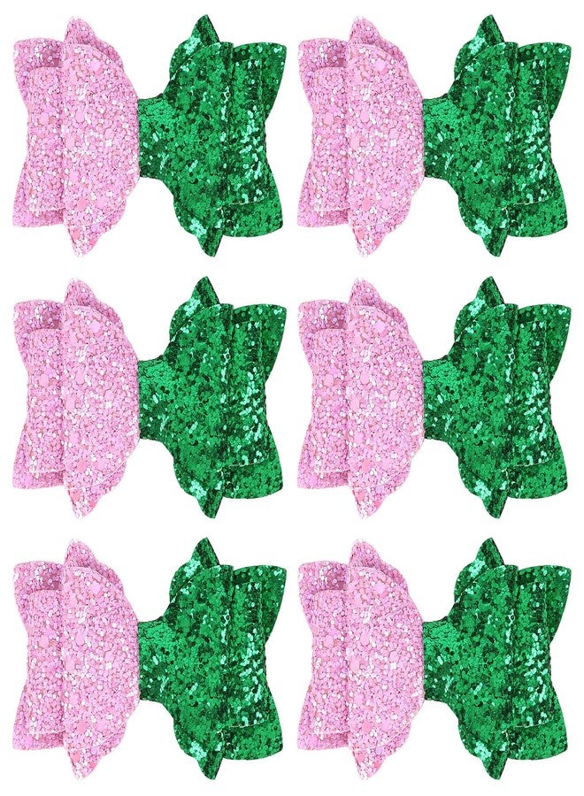 WHAVEL 6PCS Witch Hair Accessories Pink and Green Hair Bows Witch Hair Clips Witch Movie Fans Accessories Party Favors - Image 1