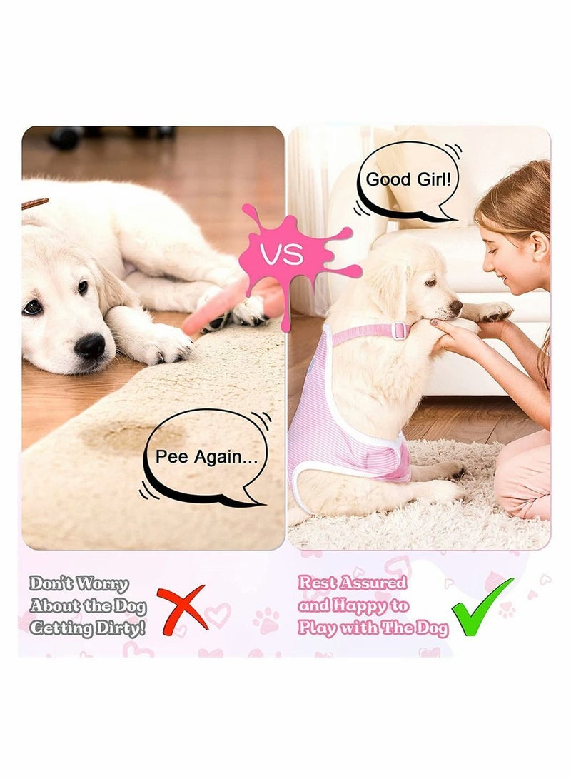 Y&D Dog Diaper, 3 Pieces Striped Sanitary Pantie with Adjustable Suspender Washable Reusable Puppy Panties Cute Pet Underwear Diaper Jumpsuits for Female Dogs (Pink, Yellow, Purple) - Image 5