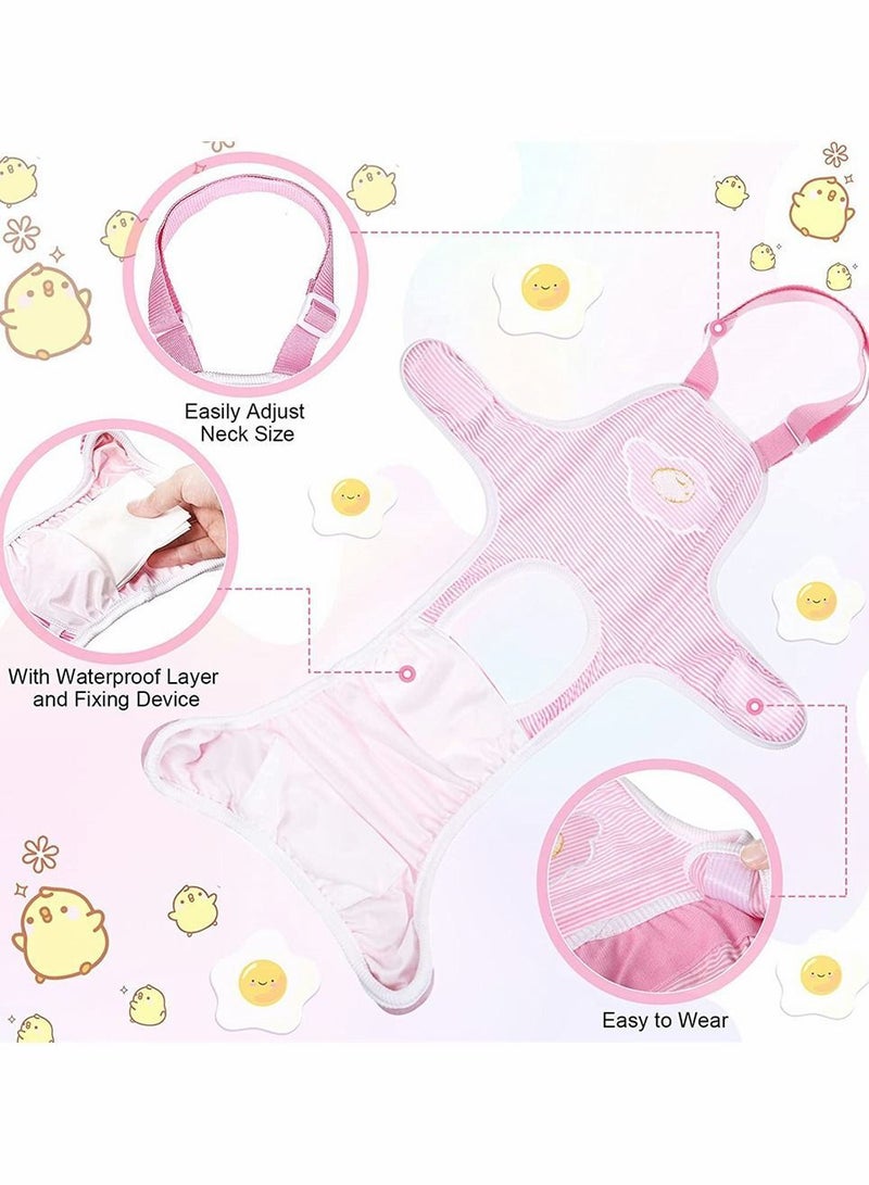 Y&D Dog Diaper, 3 Pieces Striped Sanitary Pantie with Adjustable Suspender Washable Reusable Puppy Panties Cute Pet Underwear Diaper Jumpsuits for Female Dogs (Pink, Yellow, Purple) - Image 3