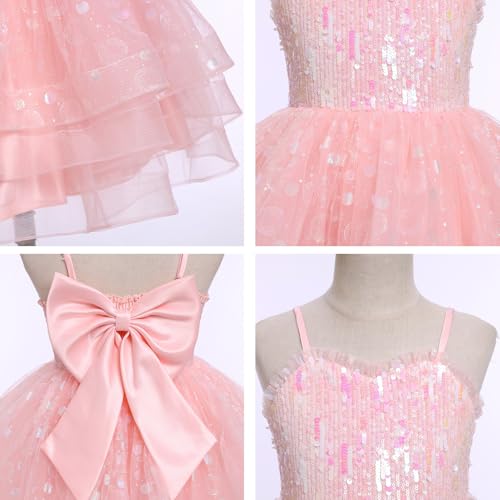 IMEKIS Pageant Dresses for Toddler Girls Kids Sparkly Sequin Tulle Princess Tea Party Formal Wedding Guest Fairy Baby 7th 8th Birthday Outfit Photoshoot Graduation Pink 78 Years - Image 5