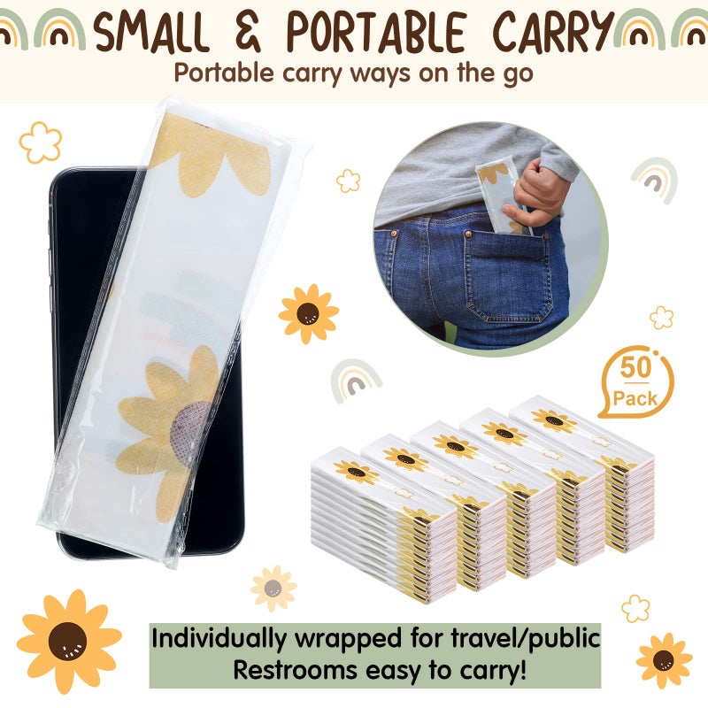 Shimeyao 50 Pack Toilet Seat Covers Disposable Large Waterproof Toilet Covers for Toddlers Kids Adult Individually Wrapped Portable for Travel Toddler Potty Training for Public Restroom Trip(Flowers, Rainbow) - Image 5