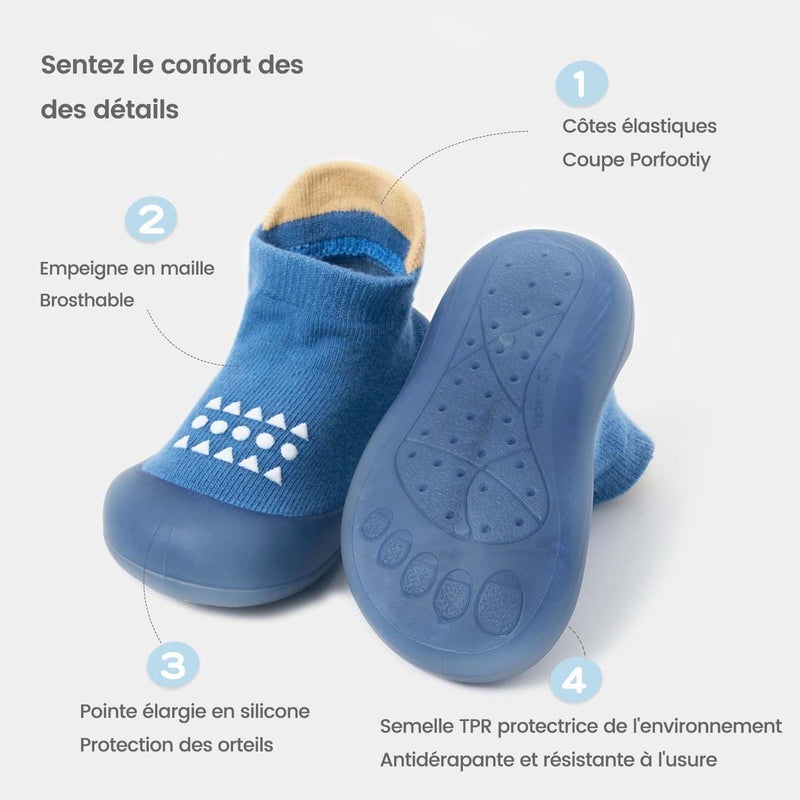 Bearbay Baby Sock Shoes Baby Walking Shoes Infant Non-Slip Breathable Slippers with Soft Rubber Sole Baby Boys Girls Sneakers khaki - Image 5
