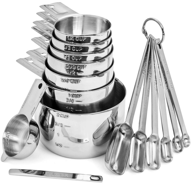 Hudson Essentials Stainless Steel Measuring Cups and Spoons Set (15 Piece Set) - Image 1