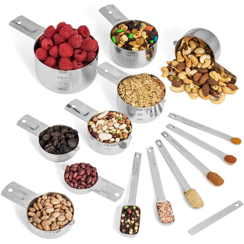 Hudson Essentials Stainless Steel Measuring Cups and Spoons Set (15 Piece Set) - Image 3