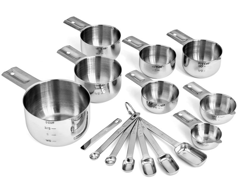 Hudson Essentials Stainless Steel Measuring Cups and Spoons Set (15 Piece Set) - Image 2