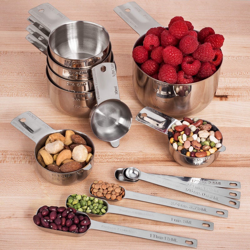 Hudson Essentials Stainless Steel Measuring Cups and Spoons Set (15 Piece Set) - Image 5
