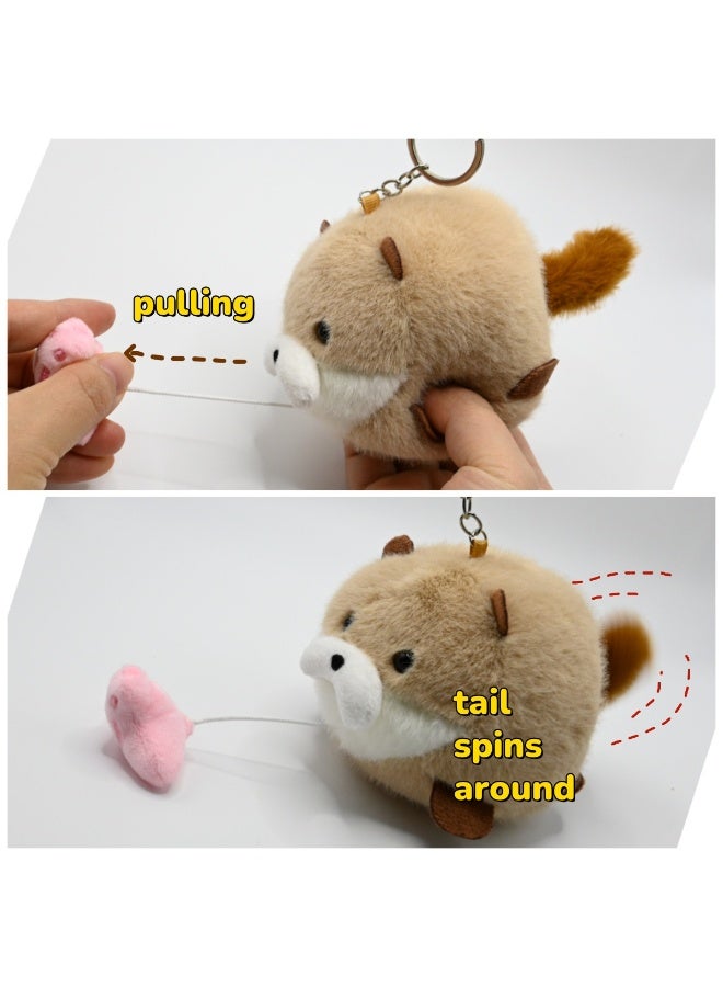 Plush Otter Keychain with Rotating Wagging Tail, Cute Animal Keyring for Men Women - Image 1