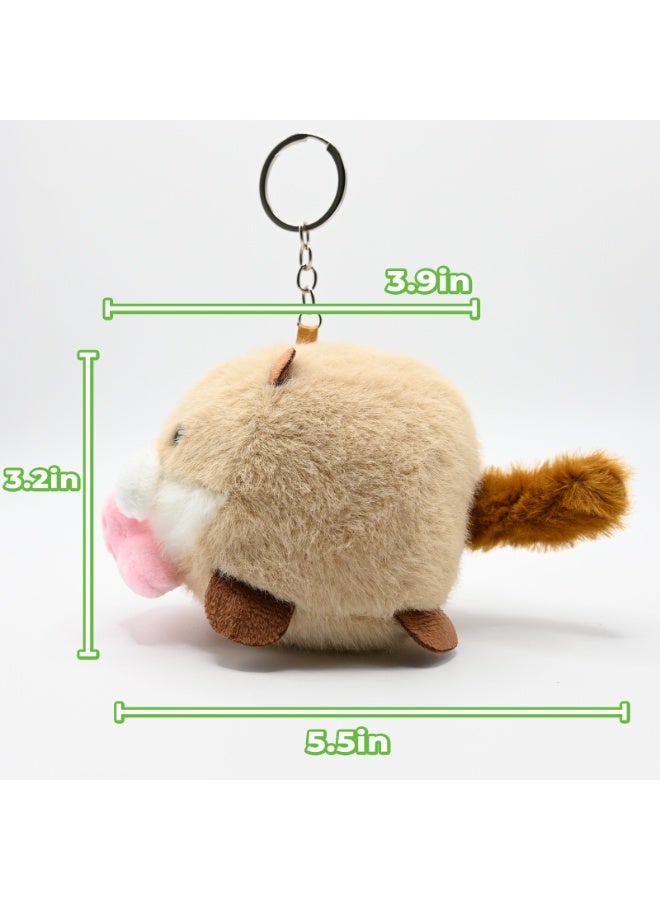 Plush Otter Keychain with Rotating Wagging Tail, Cute Animal Keyring for Men Women - Image 3