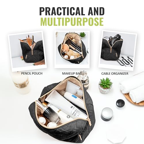 BOACAY Large Makeup Bag, Travel Cosmetic Pouch for Women, Zipper Toiletry Organizer for Purse, Kit Case for Accessories, Brushes - Image 5