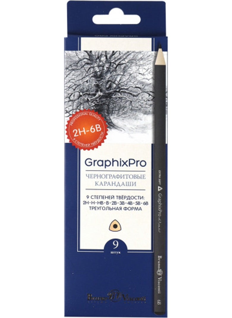 Bruno Visconti Graphixpro 9-Piece 4h-6b Graduated Pen Set 21-0010 