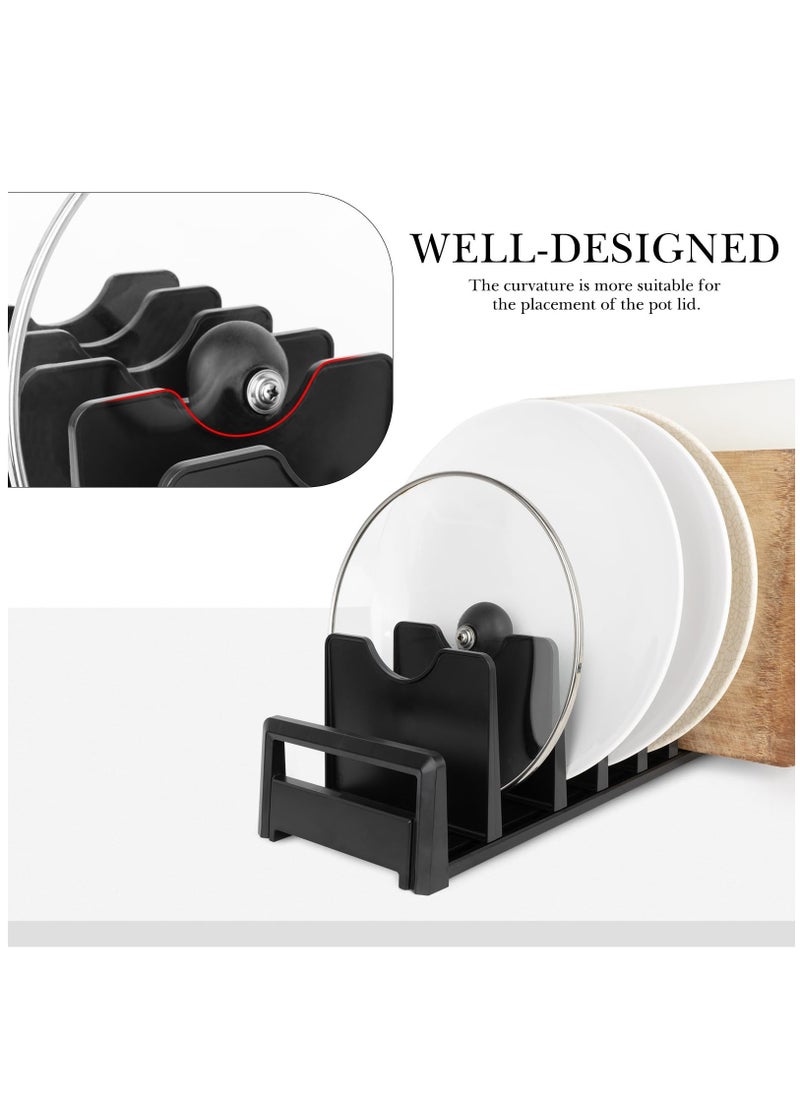 Excefore - Pot and Pan Organizer, Desktop Pot Lid Holder Pot Organizers Inside Cabinet, Dish Organizer for Cabinet for Kitchen, Black - Image 1