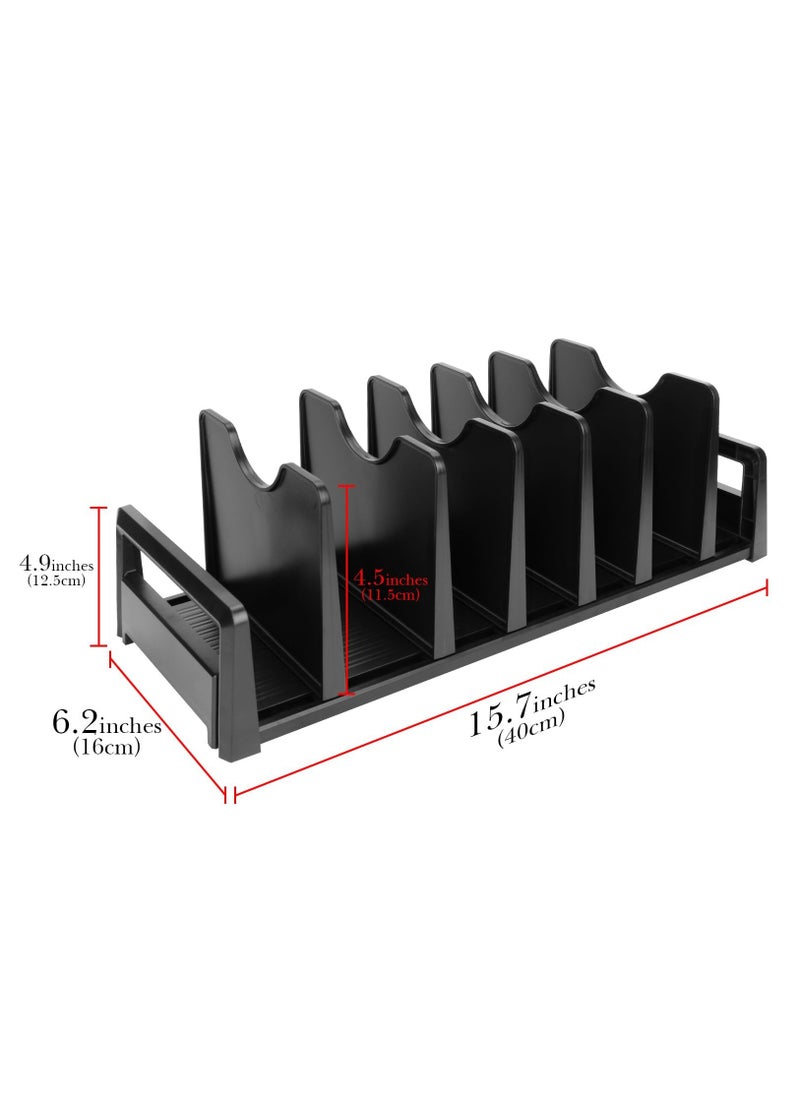 Excefore - Pot and Pan Organizer, Desktop Pot Lid Holder Pot Organizers Inside Cabinet, Dish Organizer for Cabinet for Kitchen, Black - Image 1