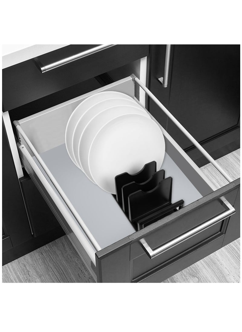 Excefore - Pot and Pan Organizer, Desktop Pot Lid Holder Pot Organizers Inside Cabinet, Dish Organizer for Cabinet for Kitchen, Black - Image 1