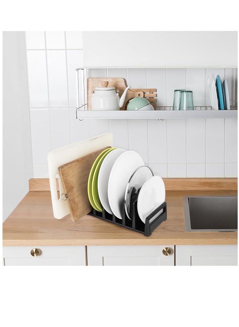 Excefore - Pot and Pan Organizer, Desktop Pot Lid Holder Pot Organizers Inside Cabinet, Dish Organizer for Cabinet for Kitchen, Black - Image 1