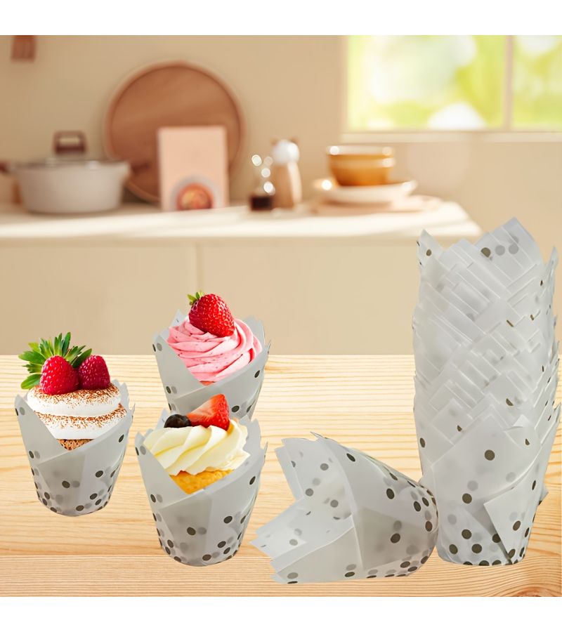 100pcs Golden Dot Tulip Greaseproof Baking Cups Cake Paper for Weddings Festivals Birthday Parties - Image 5