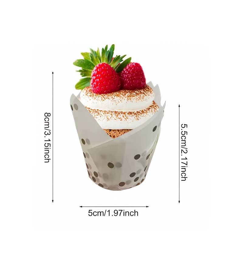 100pcs Golden Dot Tulip Greaseproof Baking Cups Cake Paper for Weddings Festivals Birthday Parties - Image 3