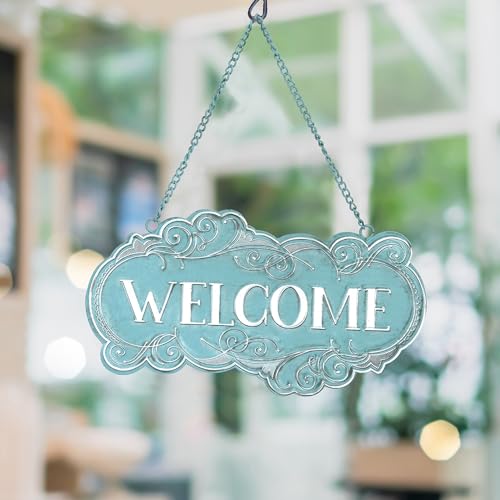 All Chic CHIC Metal Welcome Sign for Front Door - Hanging Welcome Decor - Image 1