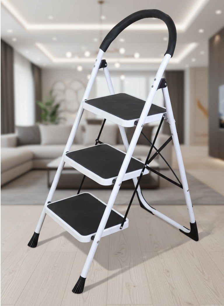 HOMEVEO 3-Step Iron Ladder with Cushioned Safety Handle - Safe and Balanced Design for Home Use - Image 1