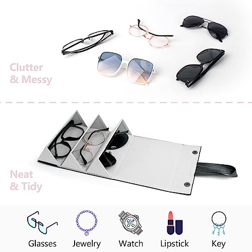 VACONICO Sunglasses Travel Case, Travel Sunglasses Case Organizer with 3 Slots Foldable Eyeglasses Case, Portable Multiple Glasses Case for Women Men Girls (Black) - Image 5