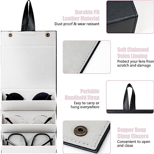 VACONICO Sunglasses Travel Case, Travel Sunglasses Case Organizer with 3 Slots Foldable Eyeglasses Case, Portable Multiple Glasses Case for Women Men Girls (Black) - Image 4