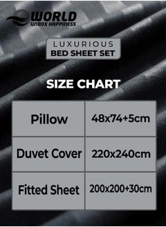 Eworld 4-Piece Luxury King Size Black Striped Bedding Set Includes 1 Duvet Cover (220x240cm), 1 Fitted Bed Sheet (200x200+30cm), and 2 Pillow Cases (48x74+5cm) for Ultimate Hotel-Inspired Sophistication  - Image 2