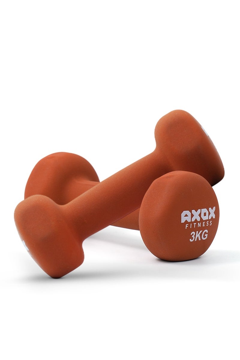 Axox Neoprene Dumbbell Pair 3 Kg Anti-Slip, Color-Coded Weights For Home Workout & Strength Training For Men & Women - Image 1