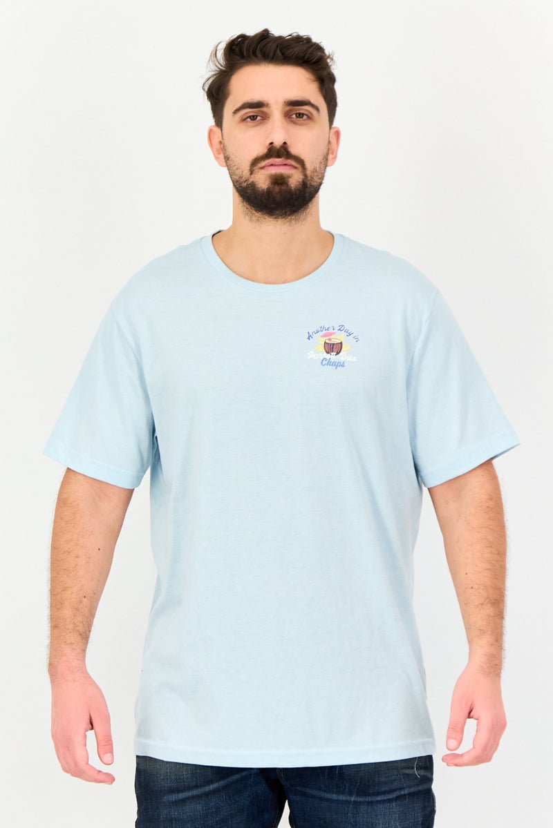 Chaps Men Crew Neck Short Sleeve Graphic Print T-Shirt, Crystal Blue - Image 1