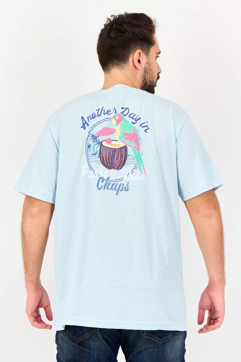 Chaps Men Crew Neck Short Sleeve Graphic Print T-Shirt, Crystal Blue - Image 3