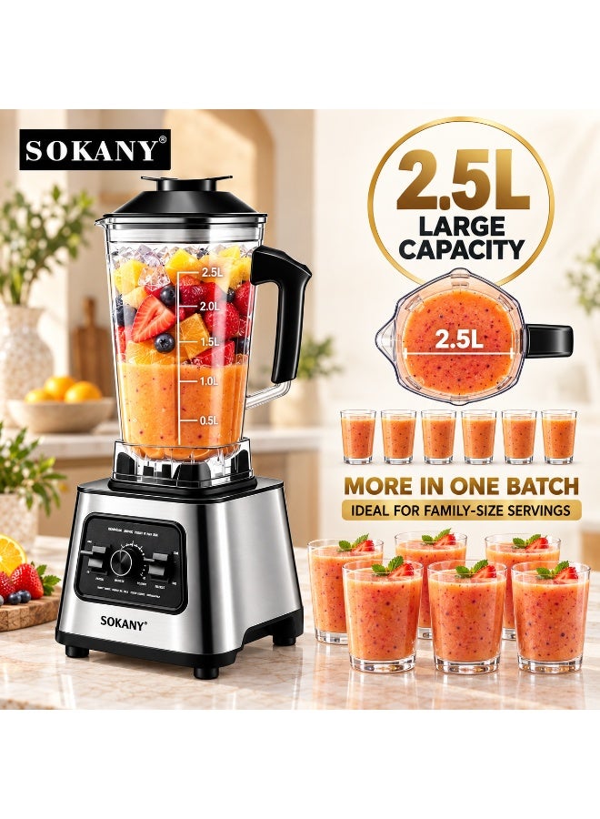 sokany Juicer Blender, 2.5 Litre, 6000W Multi-Function High Speed Blender Ice Crusher with Mixer Grinder SK-999 - Image 5