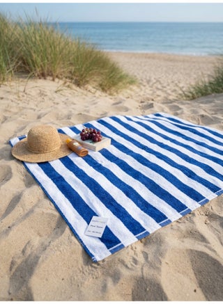 90x180 cm Cotton Pool towels Beachy Blue and White Striped Oversized Towel Blanket for Swimming Spa Bath and Travel - view 4